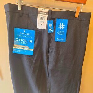 Haggar Cool 18 Pro Oxford Shorts Big & Tall Charcoal Black Mens Sz 46W